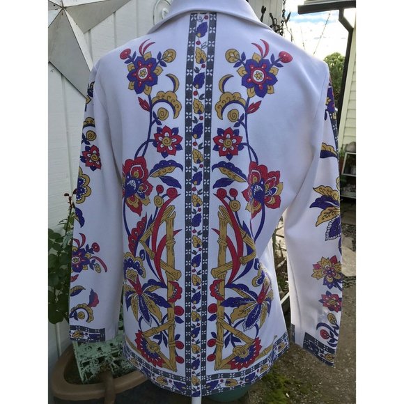 Vtg 60s Rare Smartique Polyester Mod Floral Geo Blouse Shirt 36 M Boho Disco HTF - Picture 5 of 16